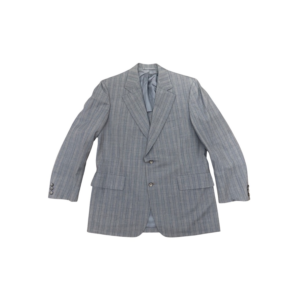 Vintage wool Hickey-Freeman CUSTOMIZED Mens blue Pinstripe Suit Jacket Blazer